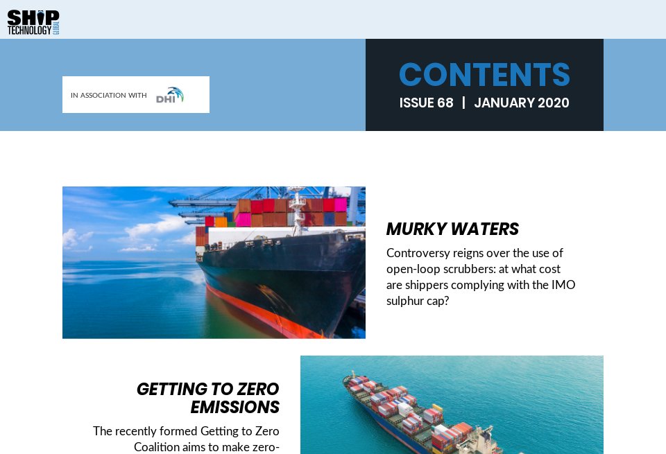 Contents - Ship Technology Global | Issue 68 | January 2020