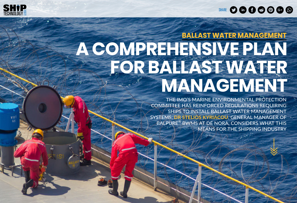 A comprehensive plan for ballast water management Ship Technology